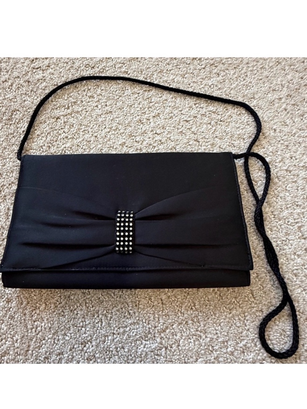 Black Tie Evening Crossbody Bag Shoulder Clutch Prom Wedding Mother Formal Bling